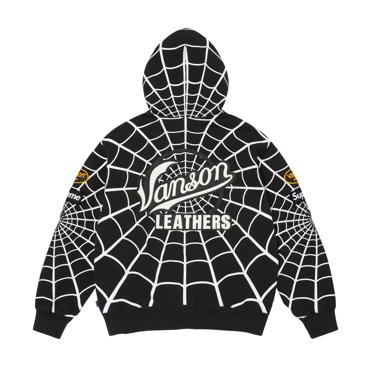 Supreme Vanson Leathers Spider-Man Zip Up Hooded Sweatshirt Black