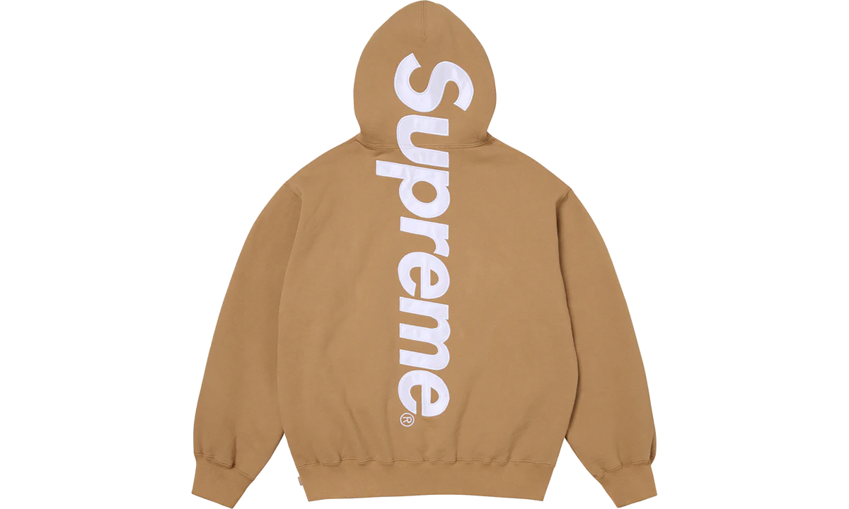 Satin Appliqué Hooded Sweatshirt "FW25 - Light Tan" SU26127